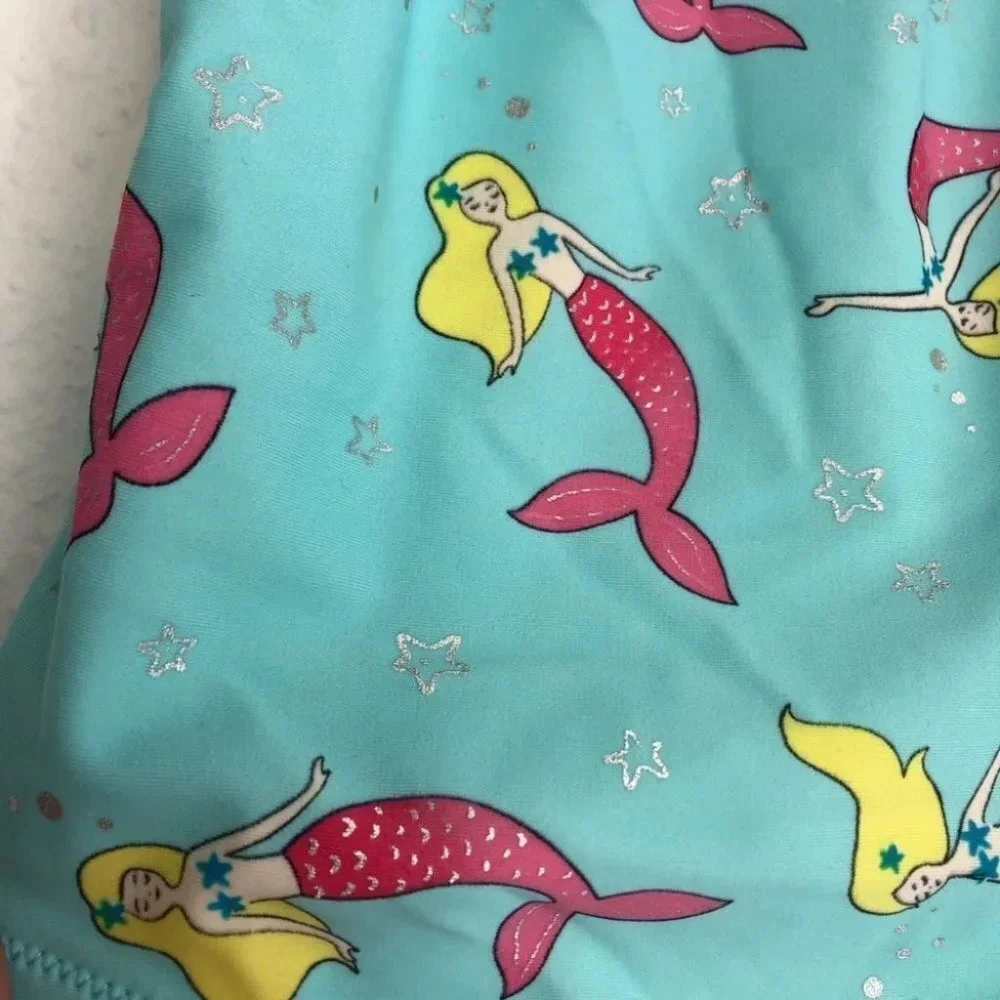 Zara swimsuit one piece aqua blue with mermaids size‎ 4-5 years